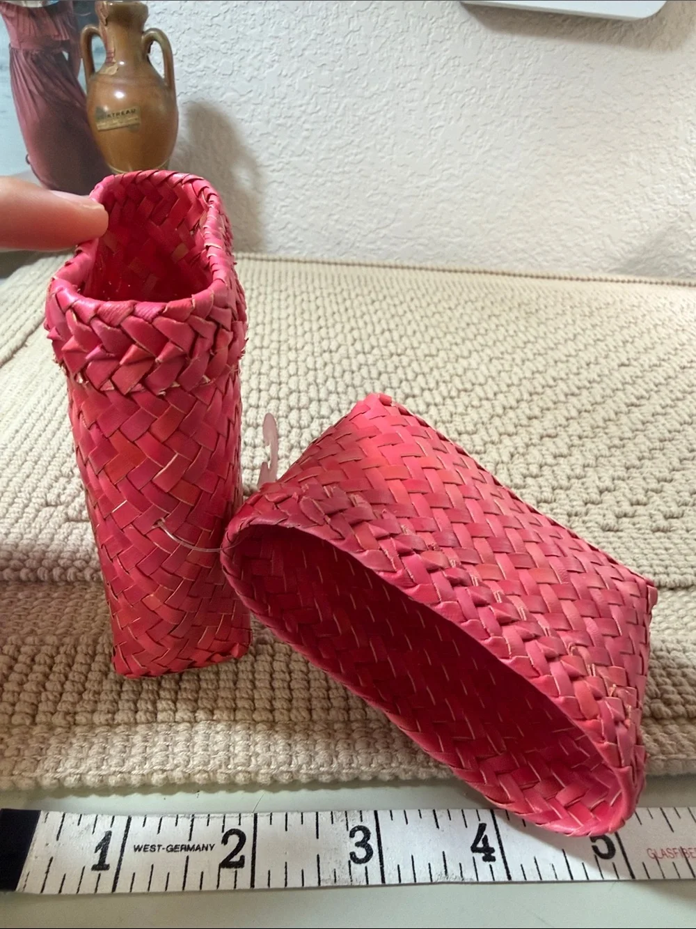 Handwoven Pink Woven Card Holder, Coin Purse or Pouch Tropical Handmade